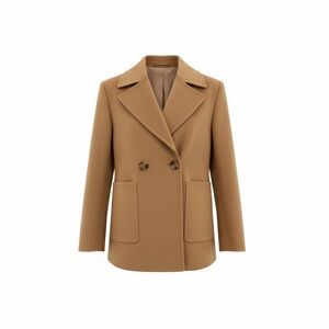 Wool Elegant Tan Women's Pea Coat Medium